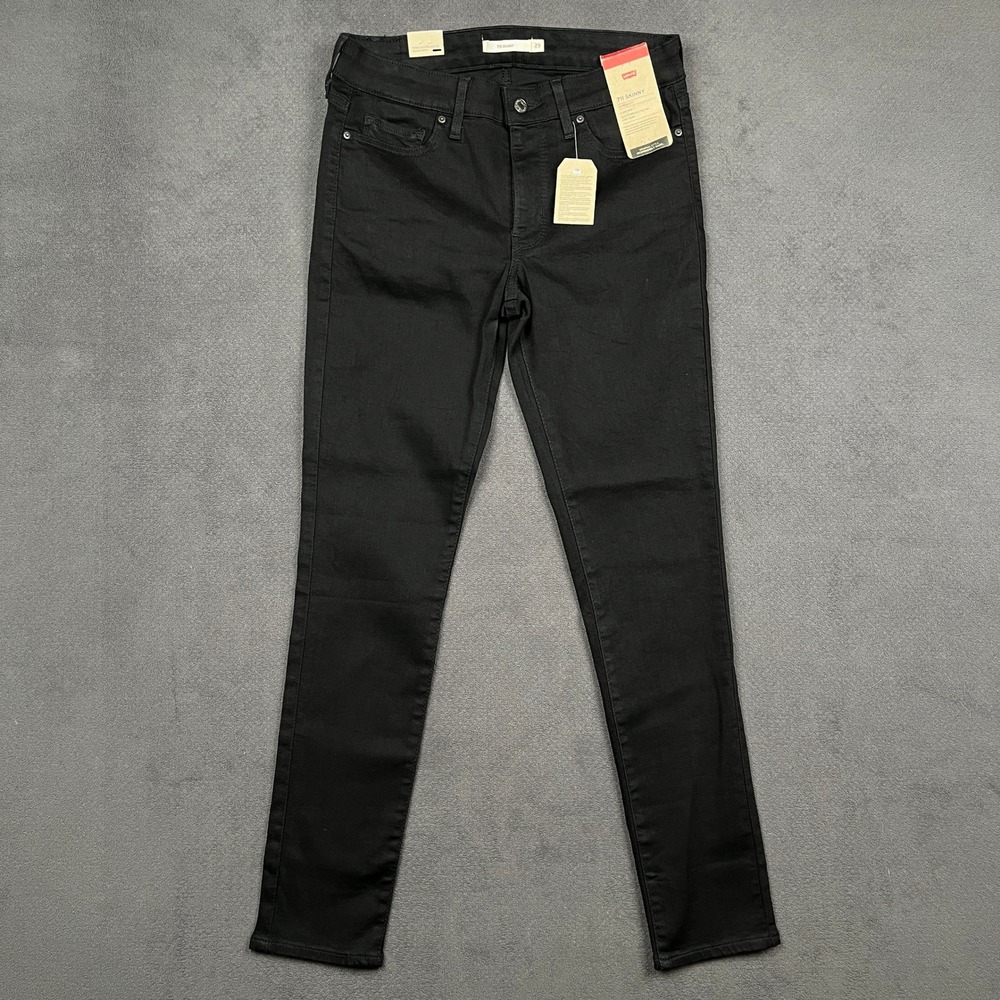 Levis 711 Skinny Jeans Womens 8 Medium 29x30 Black Hypersoft Mid Rise Denim NEW